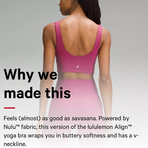 🆕Lululemon Align V-Neck Bra, A/B Cup Size 6 in Washed Mauve - Picture 15 of 15